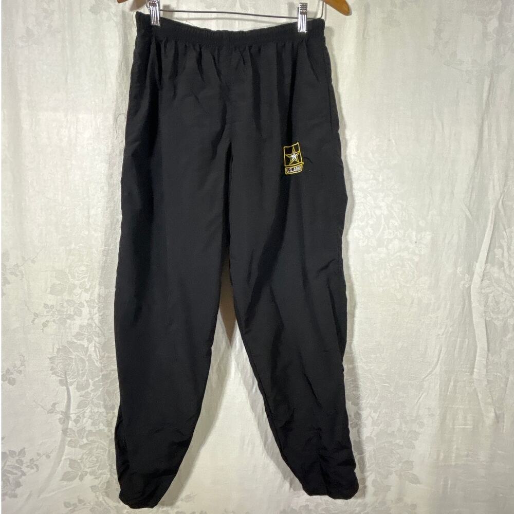 US Army Pants Large Black Nylon Physical Fitness Uniform Unisex Zip Ankle Jogger